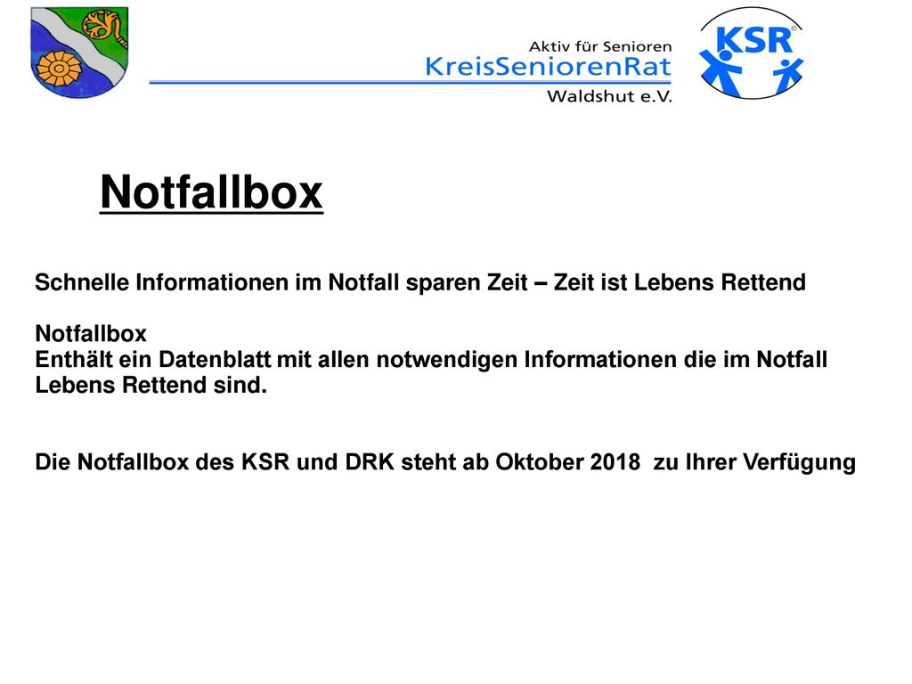 Notfallbox Schnelle Informationen im Notfall sparen Zeit – Zeit ist Lebens Rettend. Notfallbox.