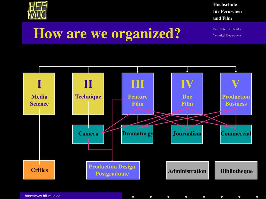 How are we organized I II III IV V Media Science Technique Feature