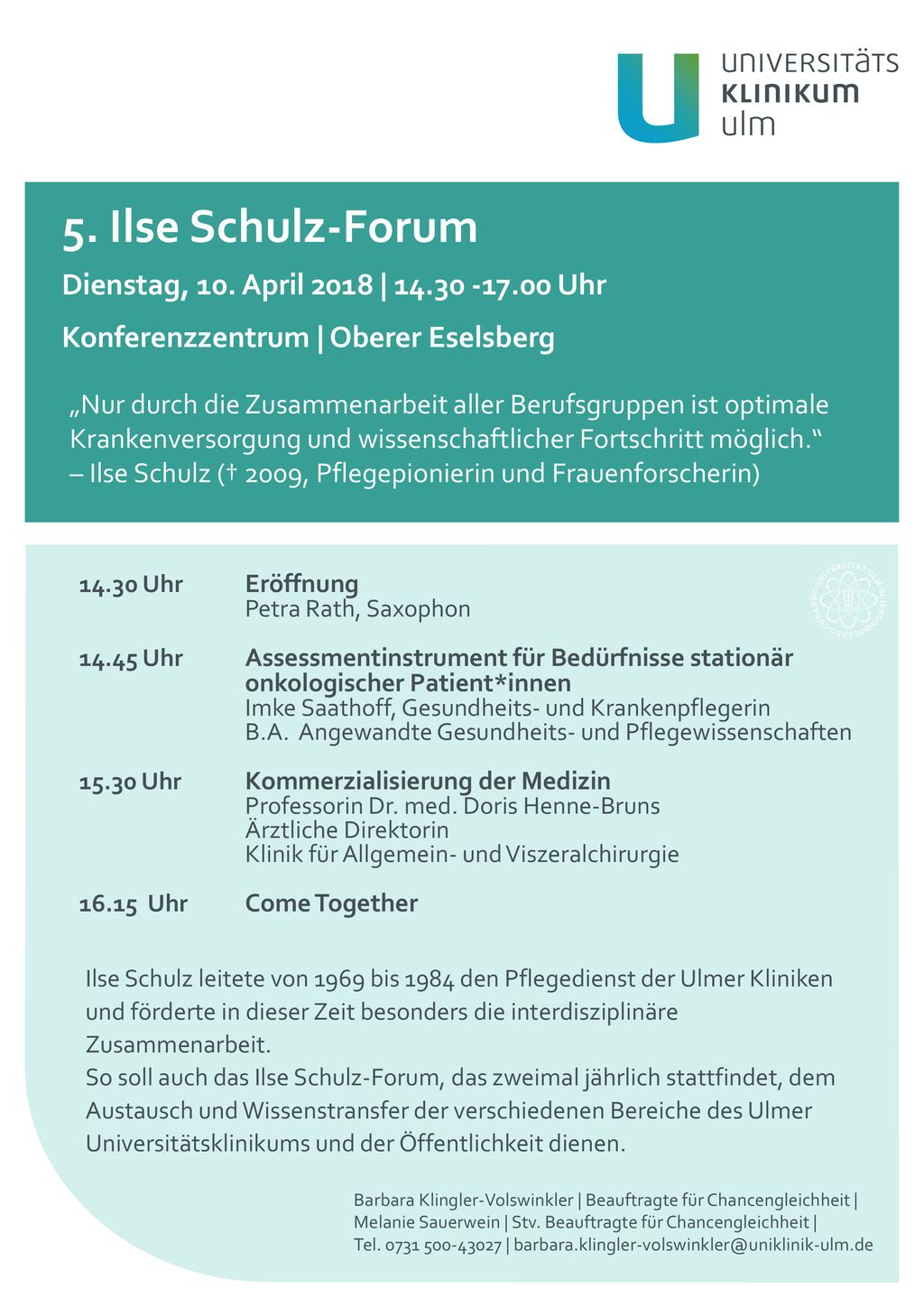 5. Ilse Schulz-Forum Dienstag, 10. April 2018 | Uhr