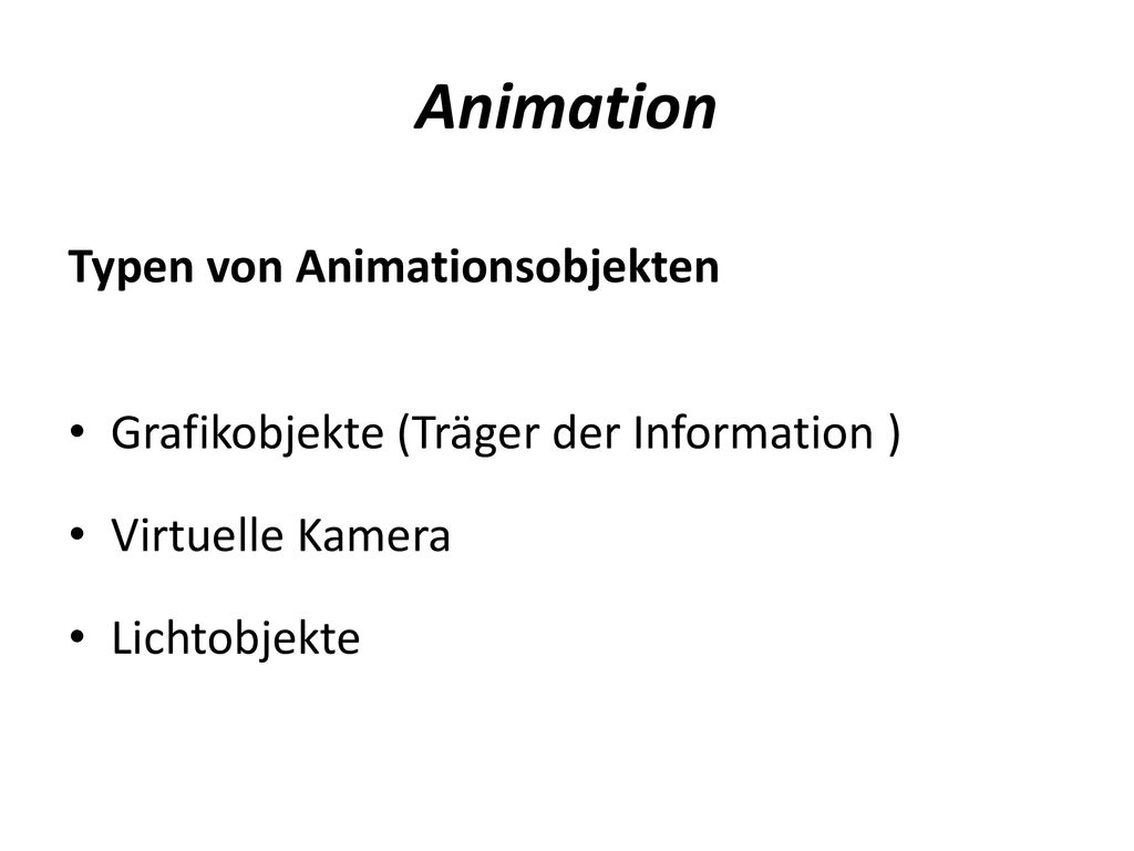 Animation Typen von Animationsobjekten