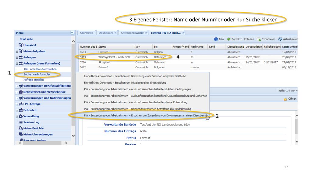 3 Eigenes Fenster: Name oder Nummer oder nur Suche klicken