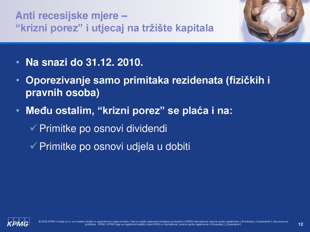 Anti recesijske mjere – krizni porez i utjecaj na tržište kapitala