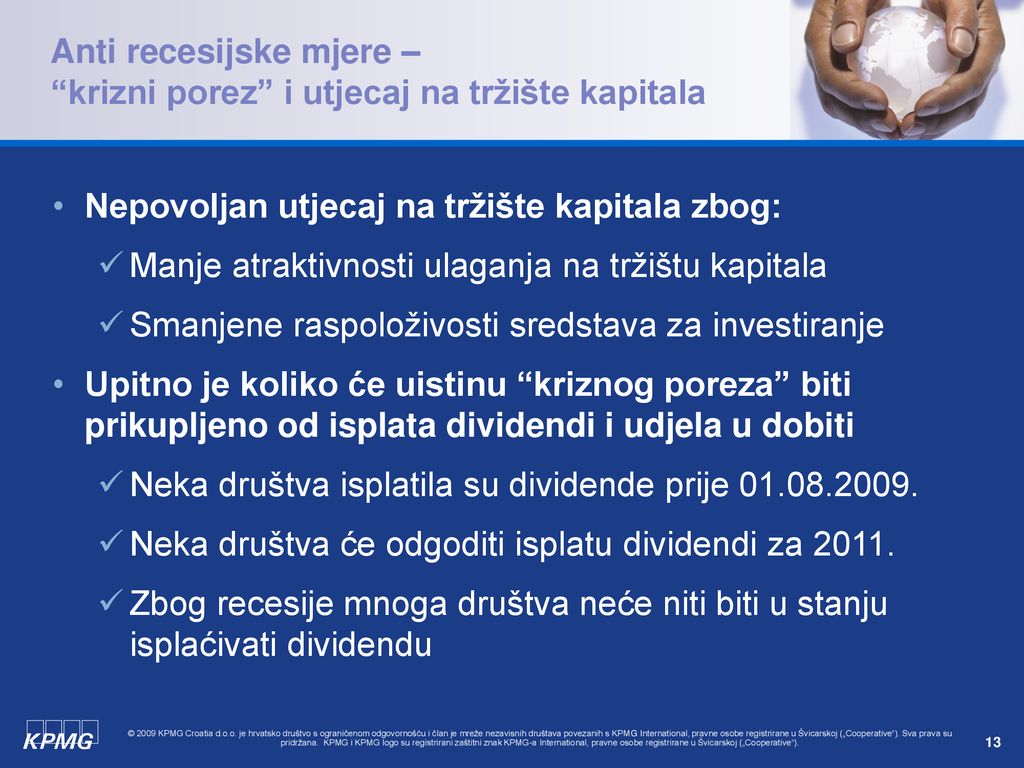 Anti recesijske mjere – krizni porez i utjecaj na tržište kapitala