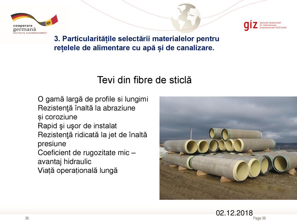 3. Particularitățile selectării materialelor pentru rețelele de alimentare cu apă și de canalizare.