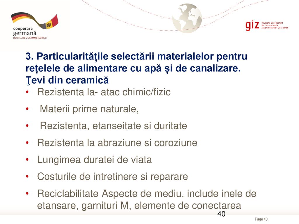 3. Particularitățile selectării materialelor pentru rețelele de alimentare cu apă și de canalizare. Ţevi din ceramică
