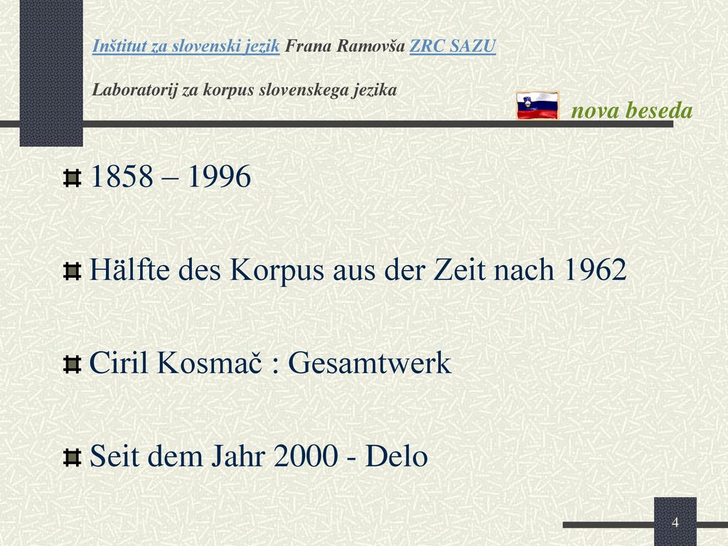 Hälfte des Korpus aus der Zeit nach 1962 Ciril Kosmač : Gesamtwerk