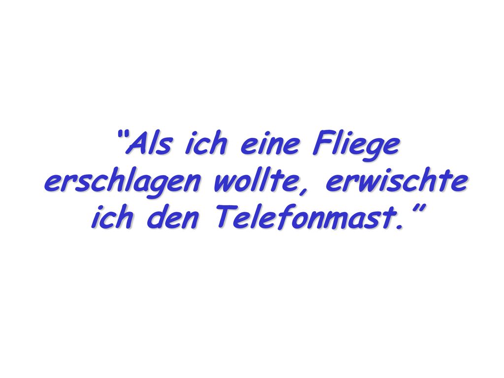 Als ich eine Fliege erschlagen wollte, erwischte ich den Telefonmast