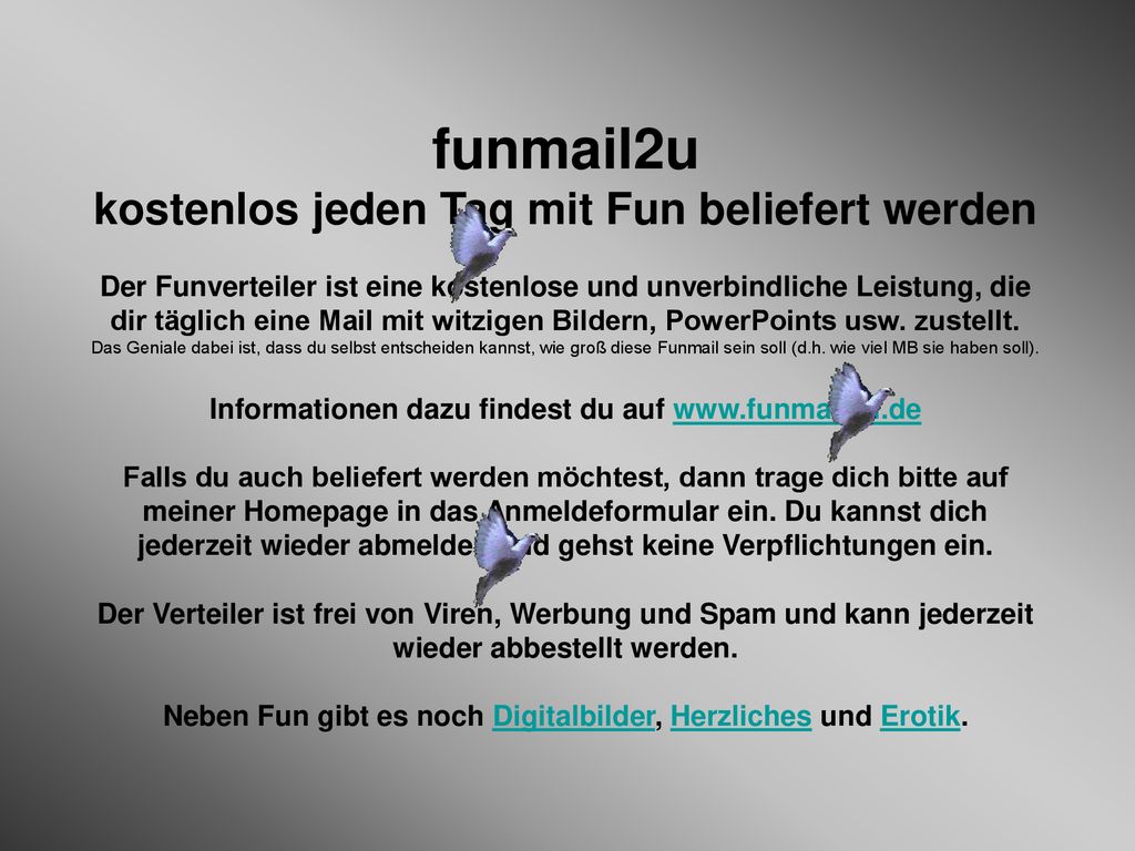 funmail2u kostenlos jeden Tag mit Fun beliefert werden