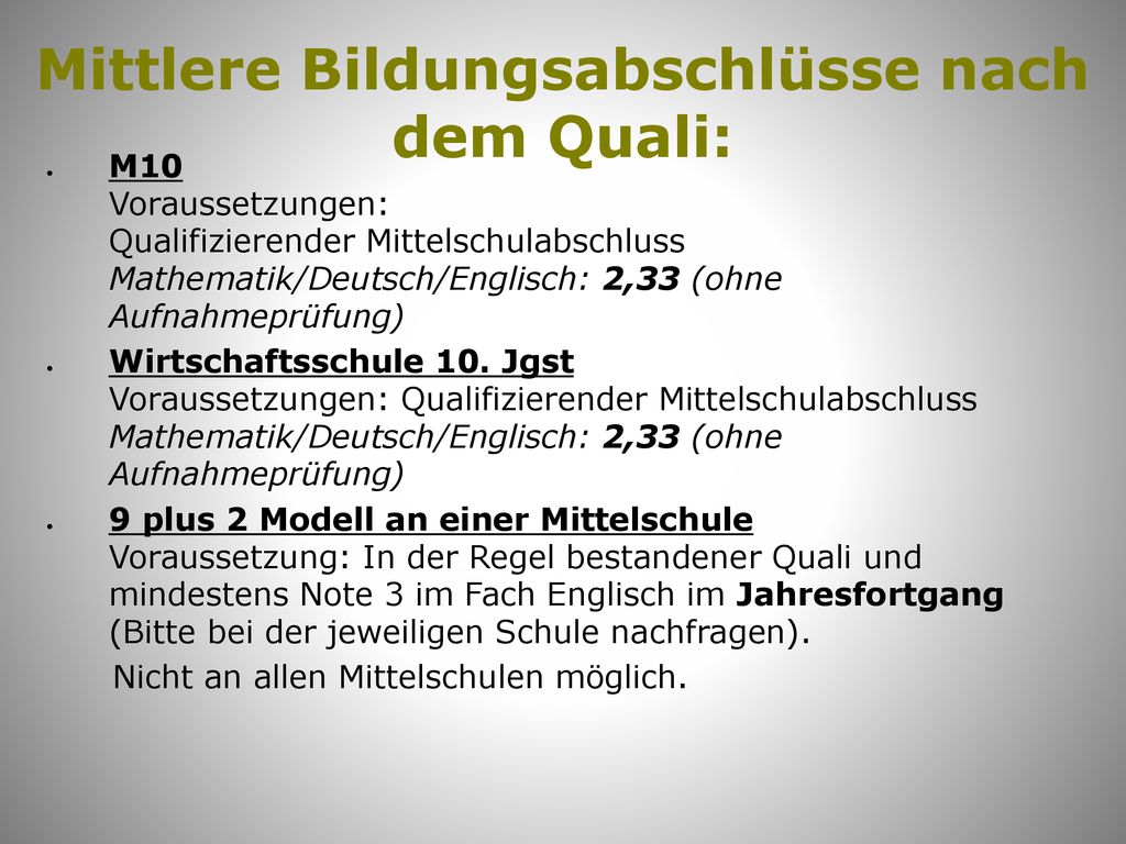 zum QualiInfoabend der Mittelschule Oberroning am ppt herunterladen