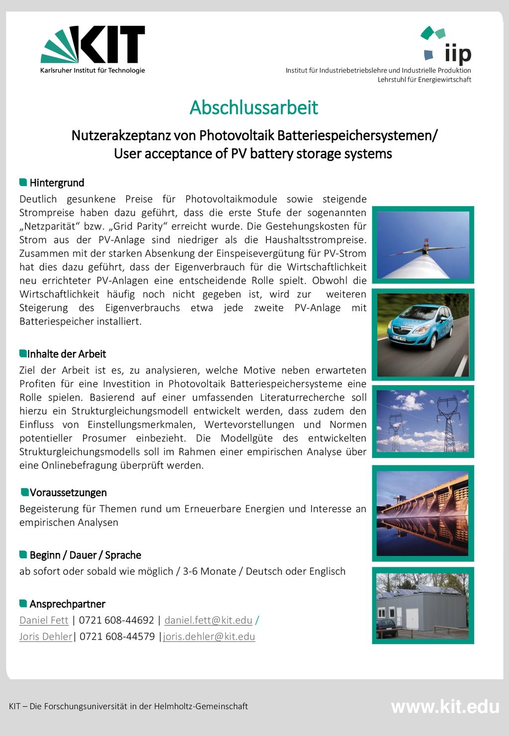 Nutzerakzeptanz von Photovoltaik Batteriespeichersystemen/ User acceptance of PV battery storage systems