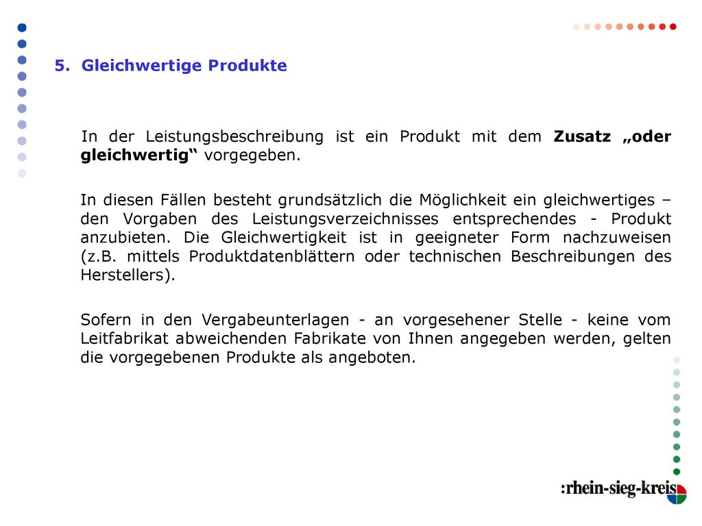5. Gleichwertige Produkte