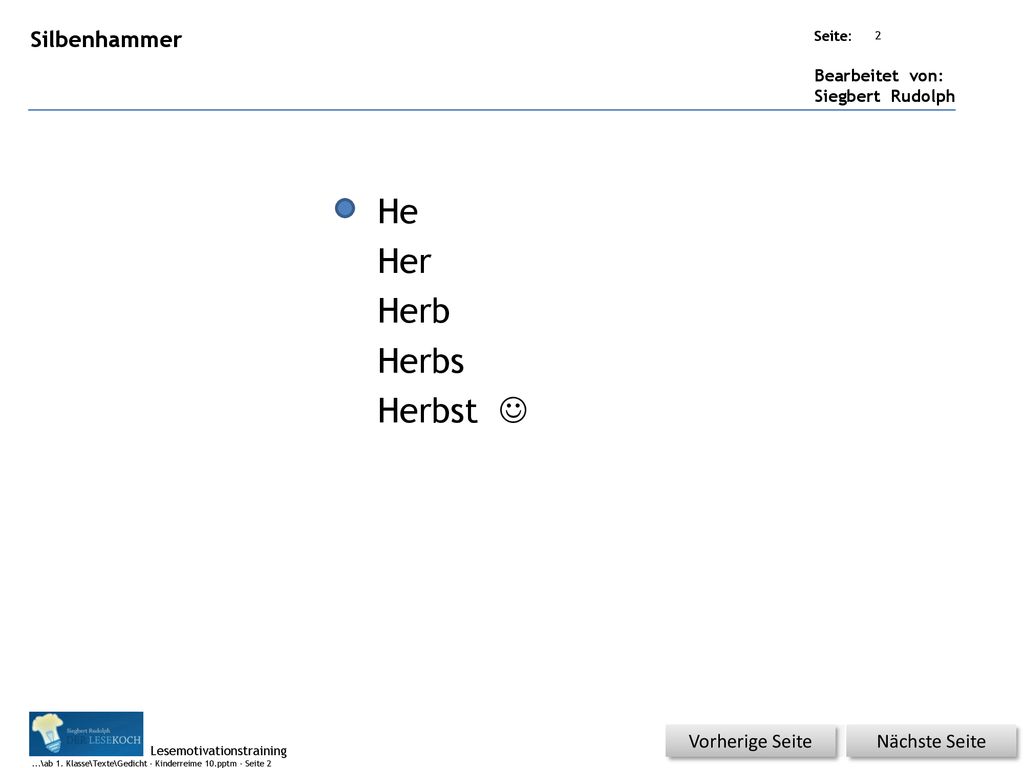 He Her Herb Herbs Herbst  Silbenhammer Vorherige Seite Nächste Seite