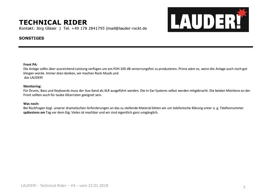 TECHNICAL RIDER LAUDER! - Technical Rider – V4 – vom