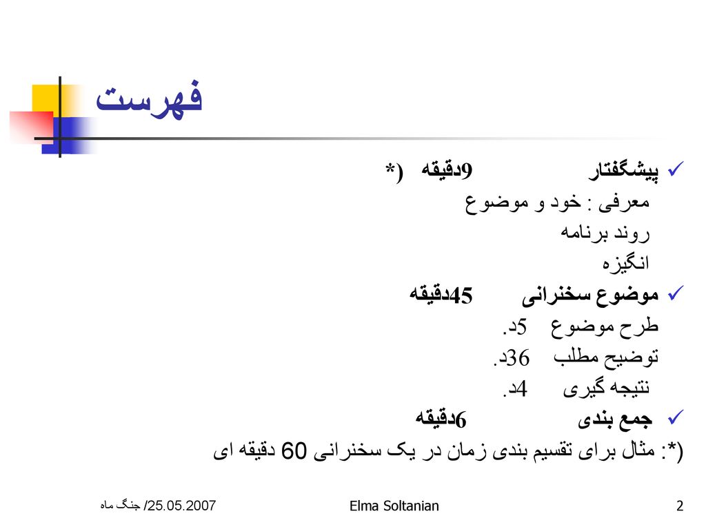 فهرست پیشگفتار 9دقیقه (* معرفی : خود و موضوع روند برنامه انگیزه
