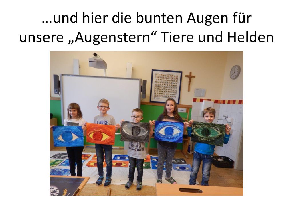 …und hier die bunten Augen für unsere „Augenstern Tiere und Helden