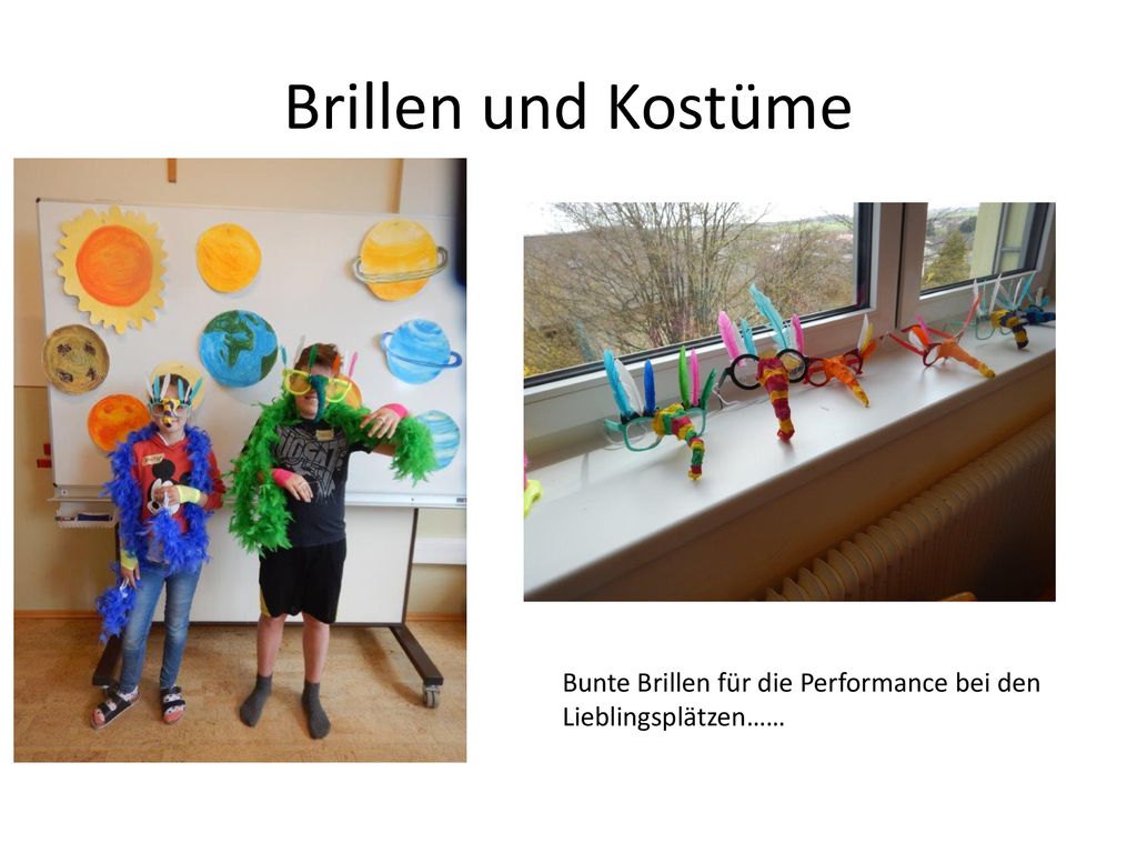 Brillen und Kostüme Bunte Brillen für die Performance bei den
