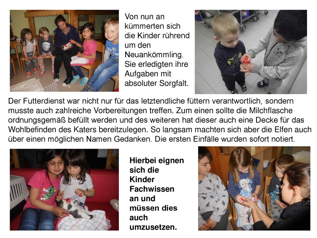 Von nun an kümmerten sich die Kinder rührend um den Neuankömmling