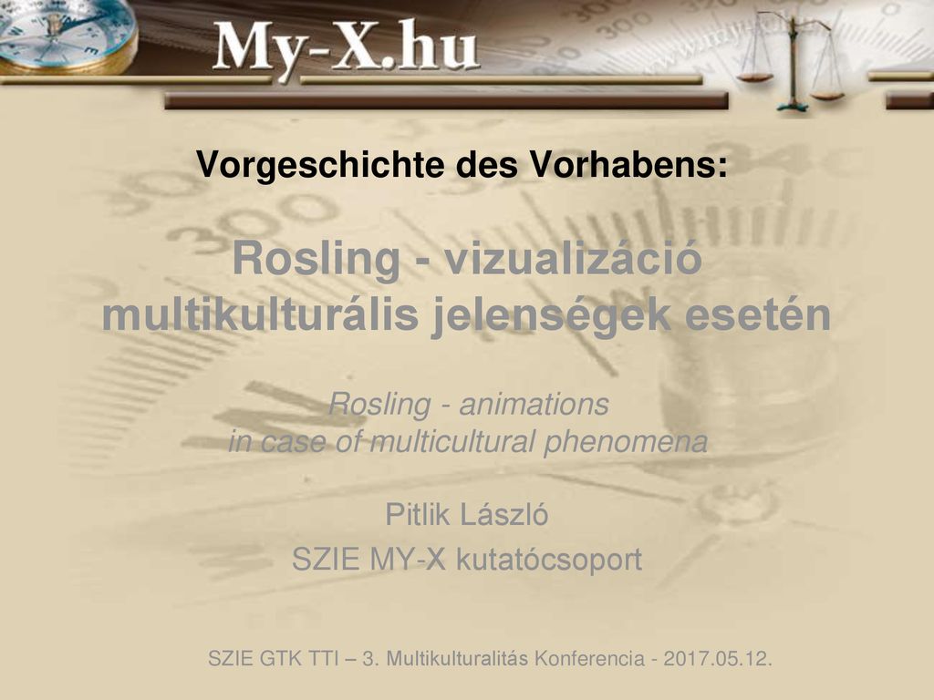 Vorgeschichte des Vorhabens: Rosling - vizualizáció multikulturális jelenségek esetén Rosling - animations in case of multicultural phenomena
