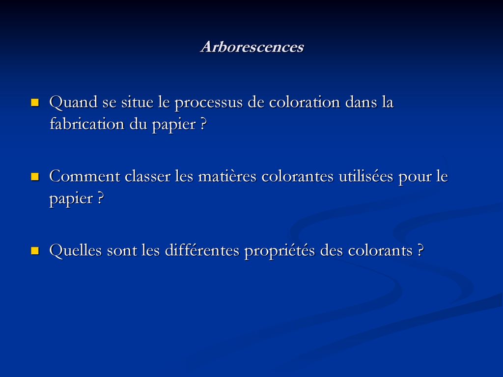 Comment classer les matières colorantes utilisées pour le papier