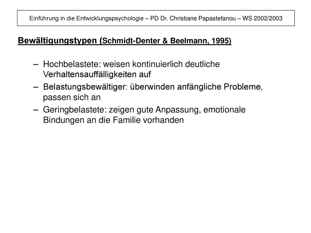 Bewältigungstypen (Schmidt-Denter & Beelmann, 1995)