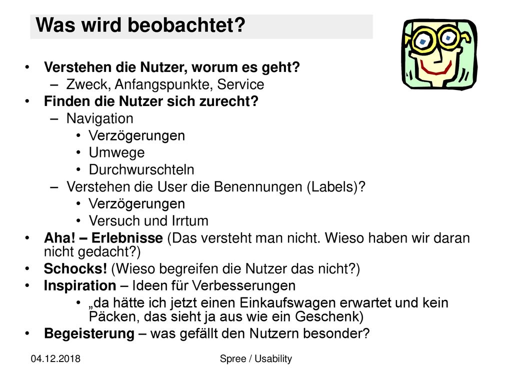 Was wird beobachtet Verstehen die Nutzer, worum es geht