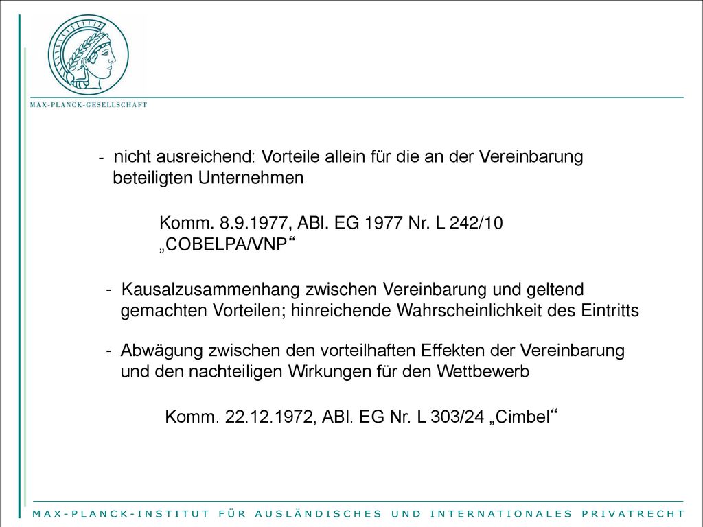 nicht ausreichend: Vorteile allein für die an der Vereinbarung
