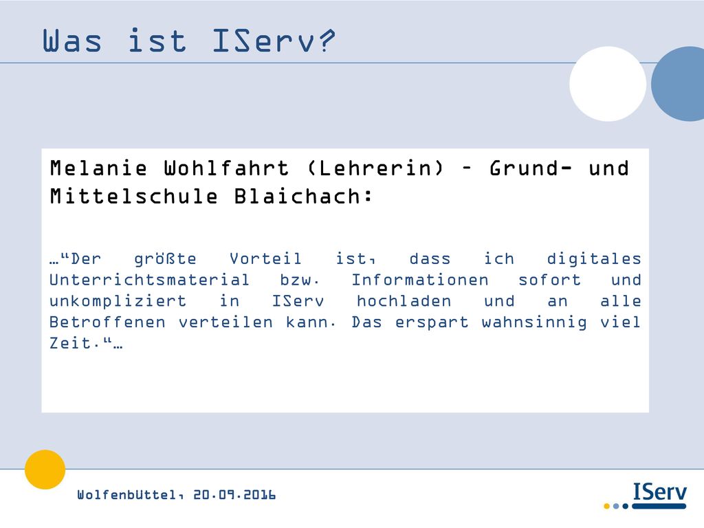 Was ist IServ Melanie Wohlfahrt (Lehrerin) – Grund- und Mittelschule Blaichach: