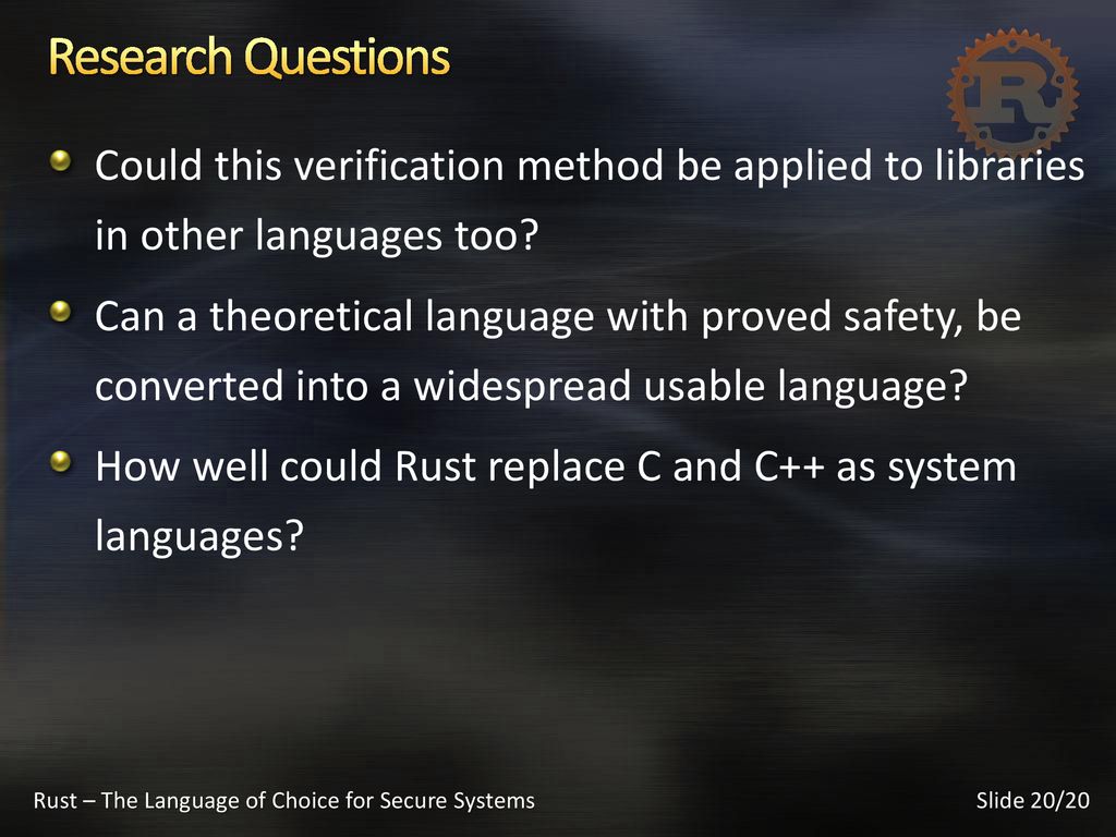 12/5/ :49 AM Research Questions. Could this verification method be applied to libraries in other languages too
