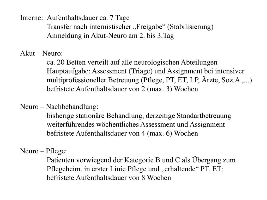 Interne: Aufenthaltsdauer ca. 7 Tage