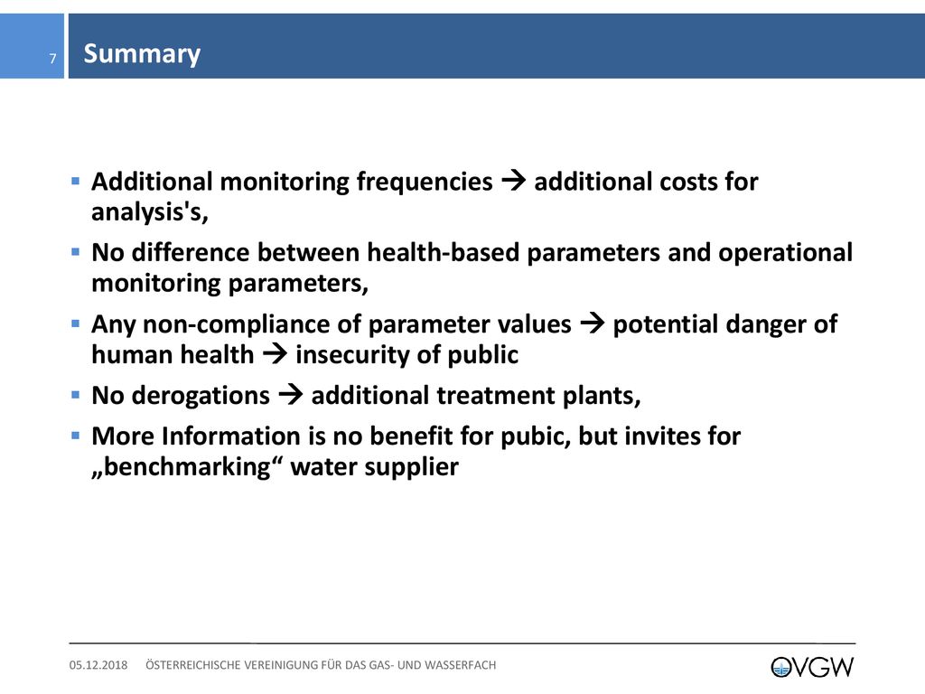 Summary Additional monitoring frequencies  additional costs for analysis s,