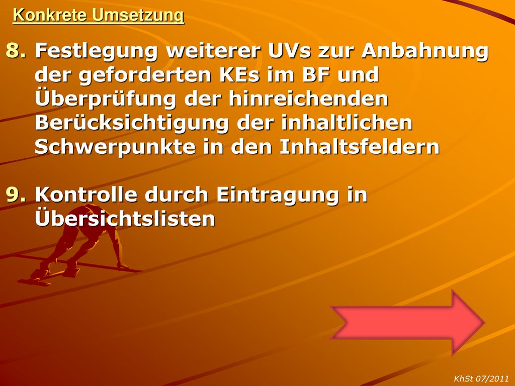 Kontrolle durch Eintragung in Übersichtslisten
