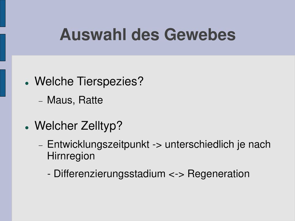 Auswahl des Gewebes Welche Tierspezies Welcher Zelltyp Maus, Ratte