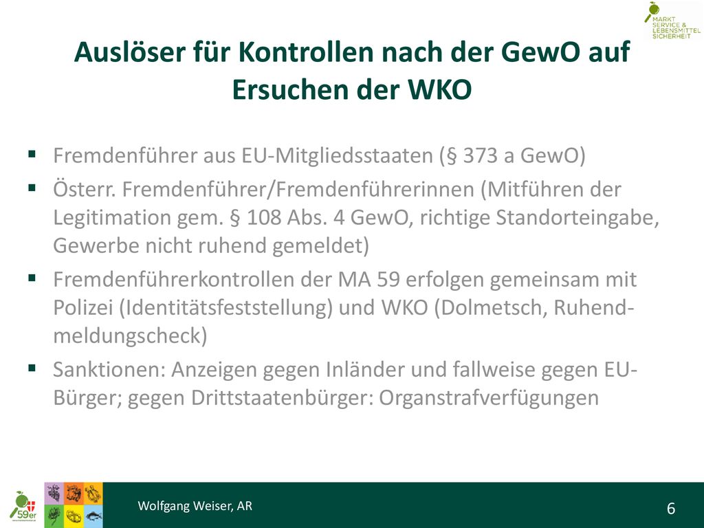 Auslöser für Kontrollen nach der GewO auf Ersuchen der WKO