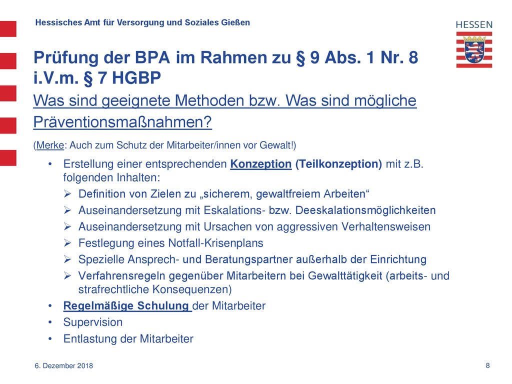 Prüfung der BPA im Rahmen zu § 9 Abs. 1 Nr. 8 i.V.m. § 7 HGBP