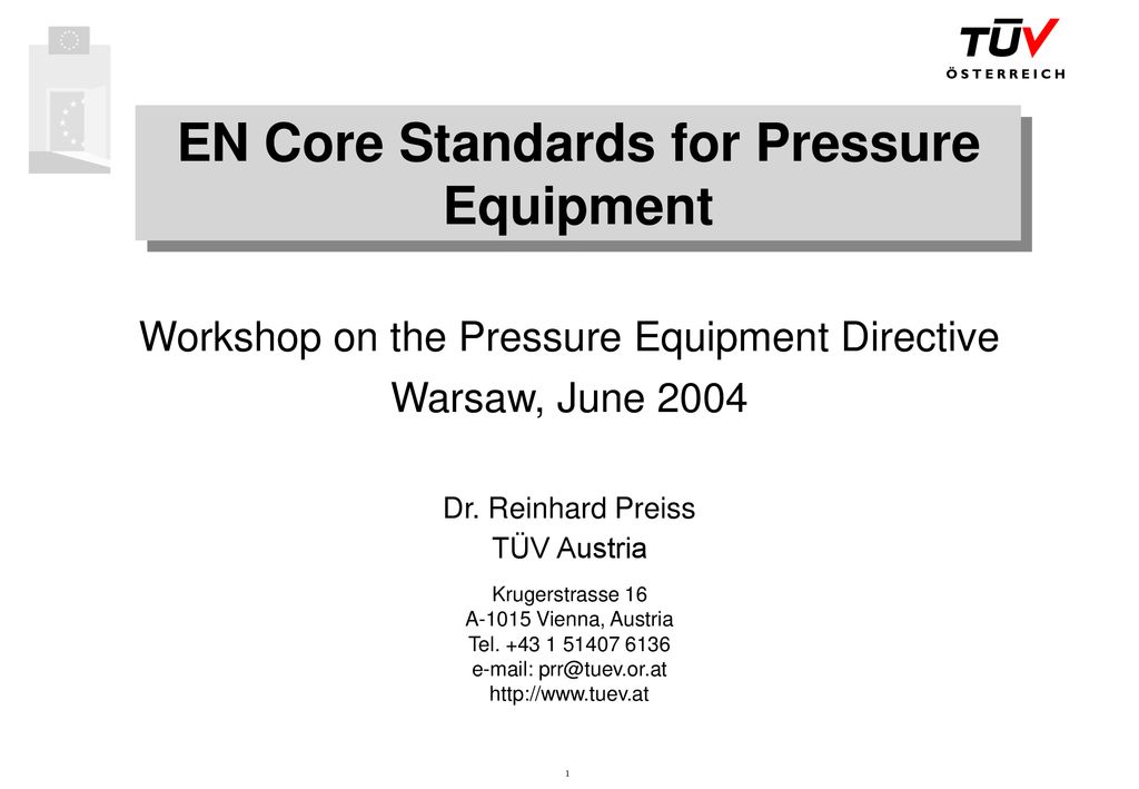 EN Core Standards for Pressure Equipment