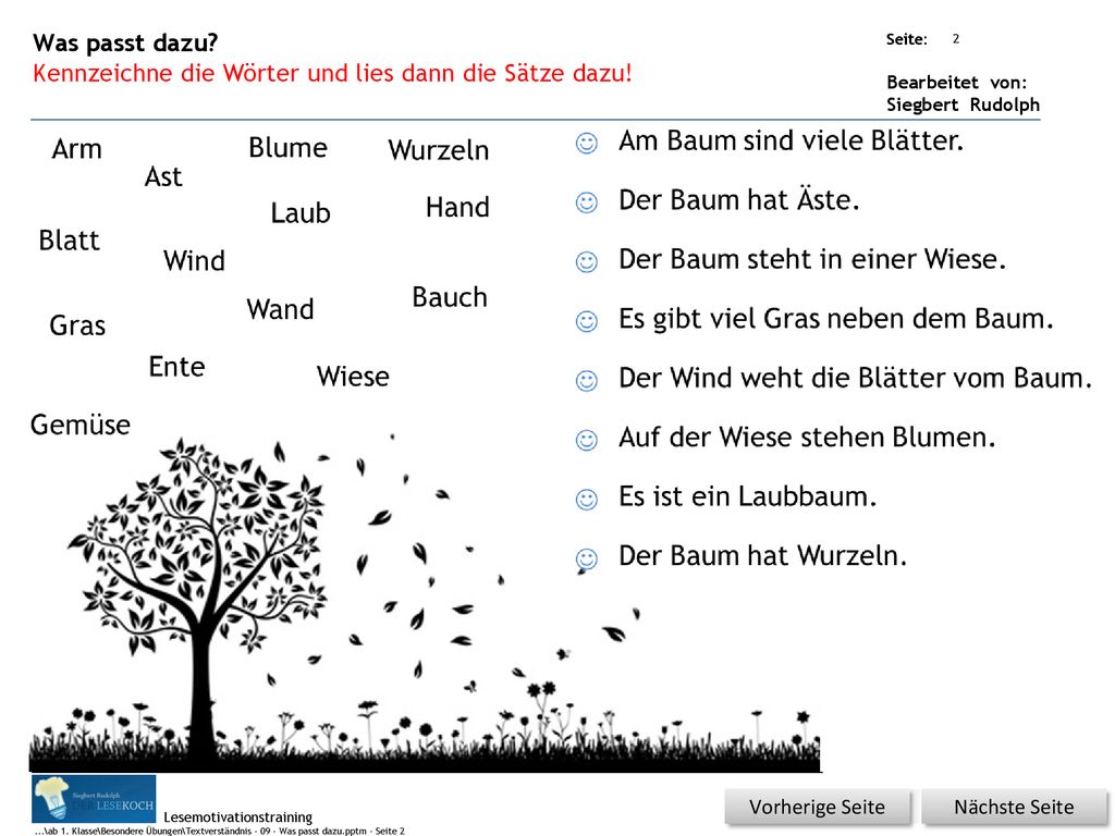 Am Baum sind viele Blätter. Arm  Blume  Wurzeln  Ast 