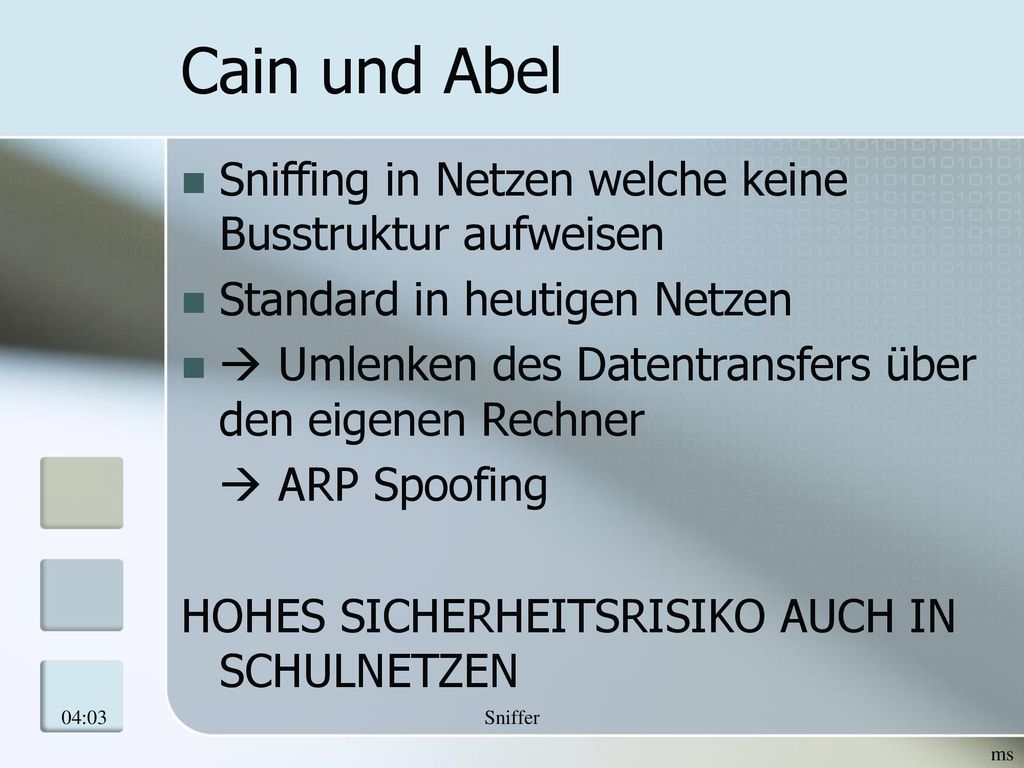 Cain und Abel Sniffing in Netzen welche keine Busstruktur aufweisen