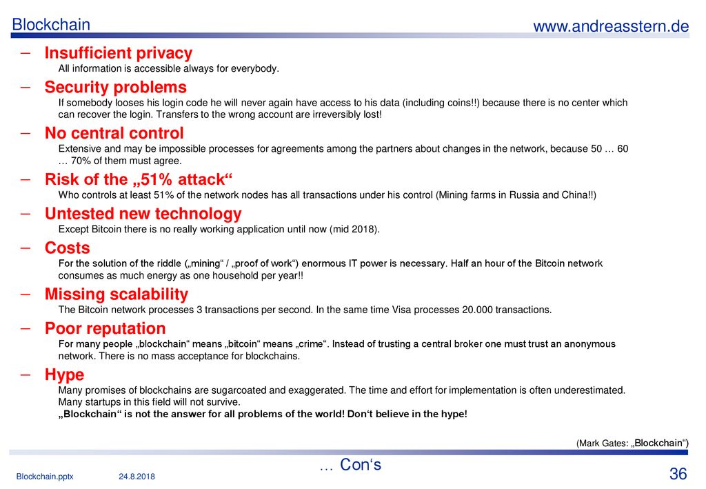 Untested new technology Costs Missing scalability Poor reputation Hype