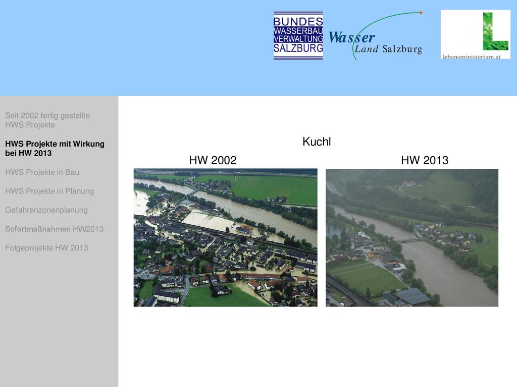 Kuchl HW 2002 HW 2013 Seit 2002 fertig gestellte HWS Projekte
