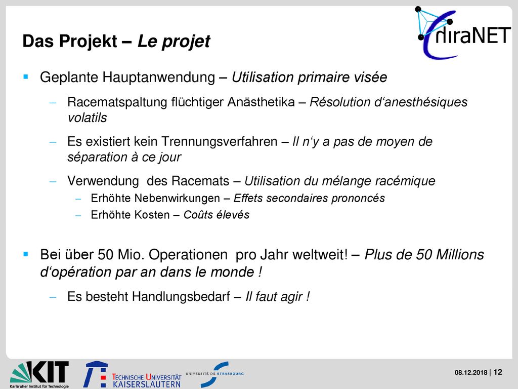 Das Projekt – Le projet Geplante Hauptanwendung – Utilisation primaire visée.