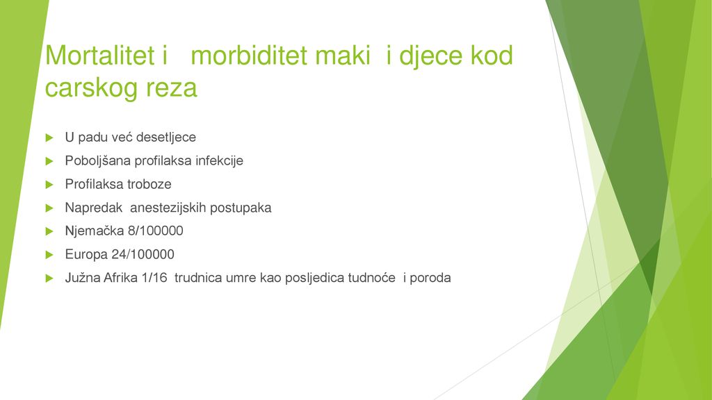 Mortalitet i morbiditet maki i djece kod carskog reza
