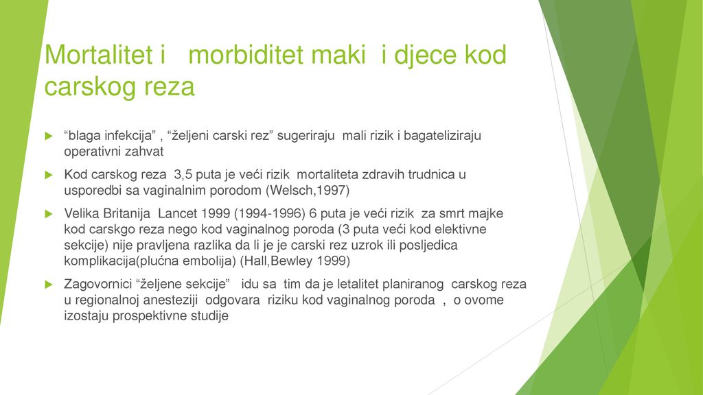 Mortalitet i morbiditet maki i djece kod carskog reza