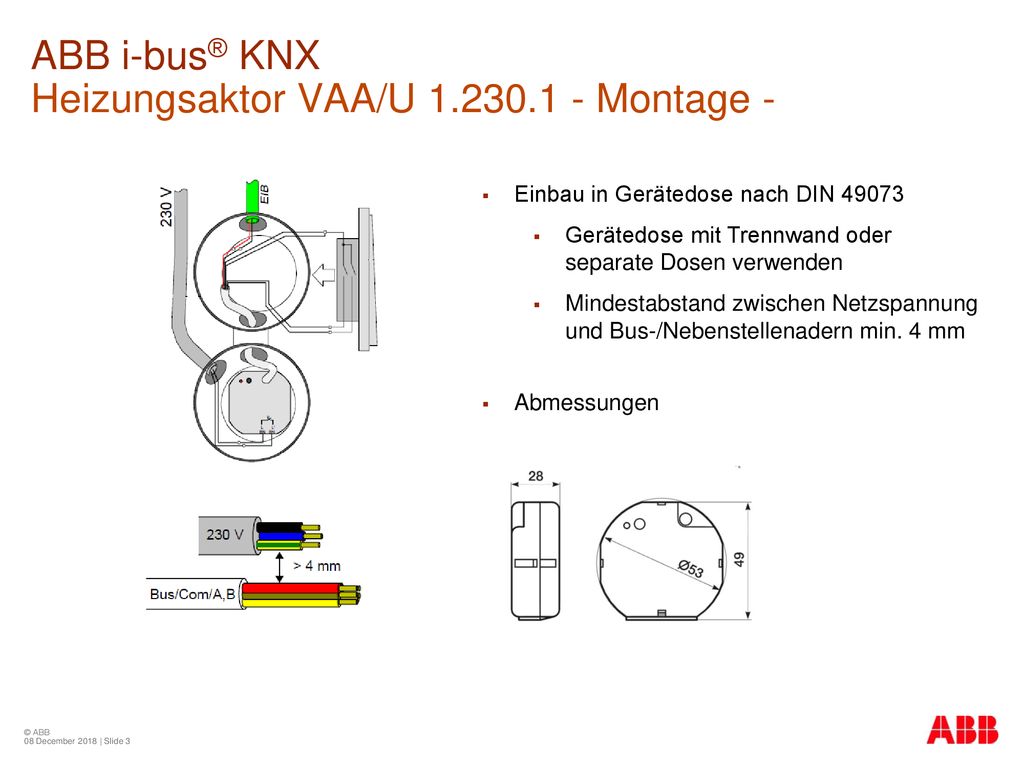 ABB i-bus® KNX Heizungsaktor VAA/U Montage -