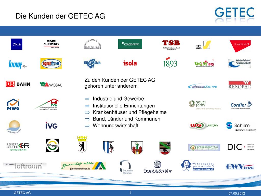 Die Kunden der GETEC AG Zu den Kunden der GETEC AG