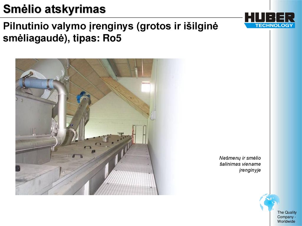 Smėlio atskyrimas Pilnutinio valymo įrenginys (grotos ir išilginė smėliagaudė), tipas: Ro5.