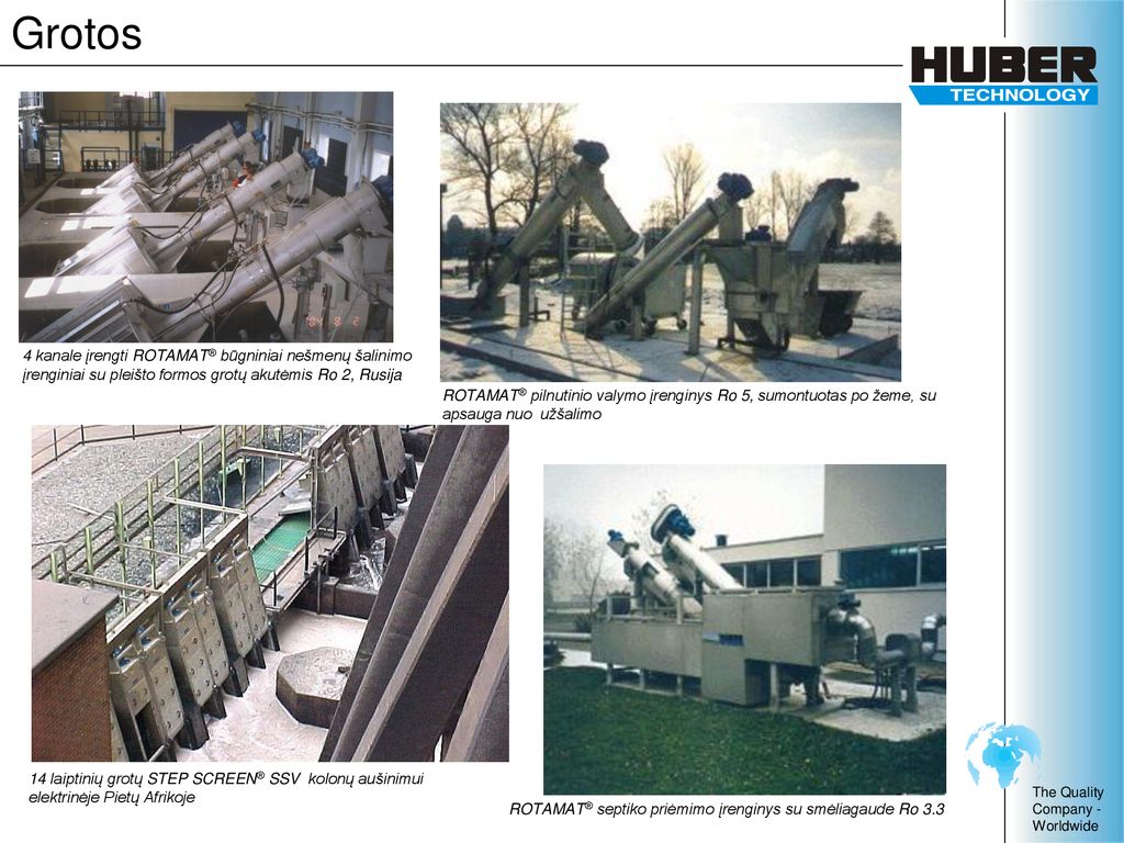 Grotos 4 kanale įrengti ROTAMAT® būgniniai nešmenų šalinimo įrenginiai su pleišto formos grotų akutėmis Ro 2, Rusija.