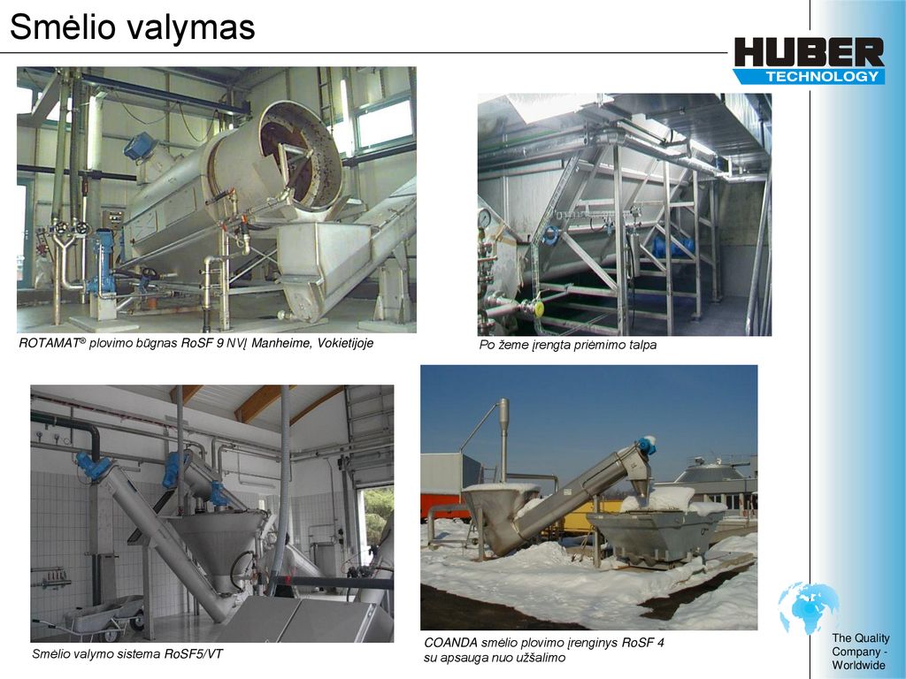 Smėlio valymas ROTAMAT® plovimo būgnas RoSF 9 NVĮ Manheime, Vokietijoje. Po žeme įrengta priėmimo talpa.