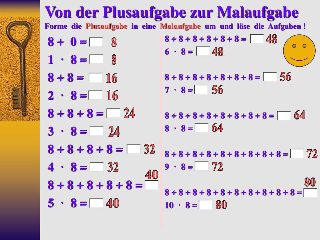 Von der Plusaufgabe zur Malaufgabe Forme die Plusaufgabe in eine Malaufgabe um und löse die Aufgaben !