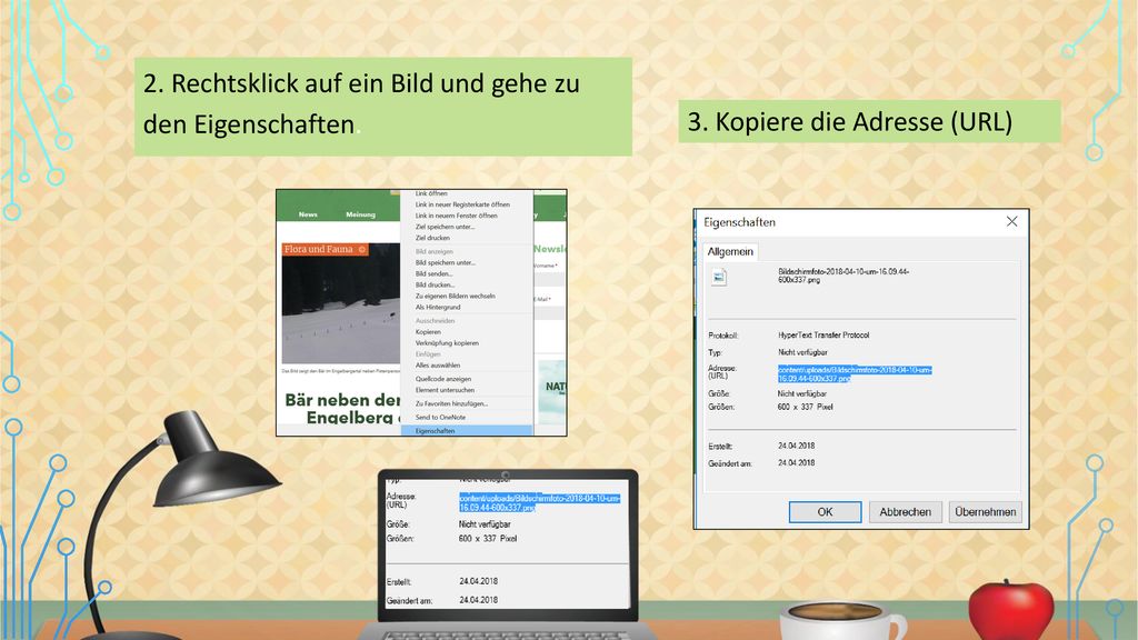 2. Rechtsklick auf ein Bild und gehe zu den Eigenschaften.