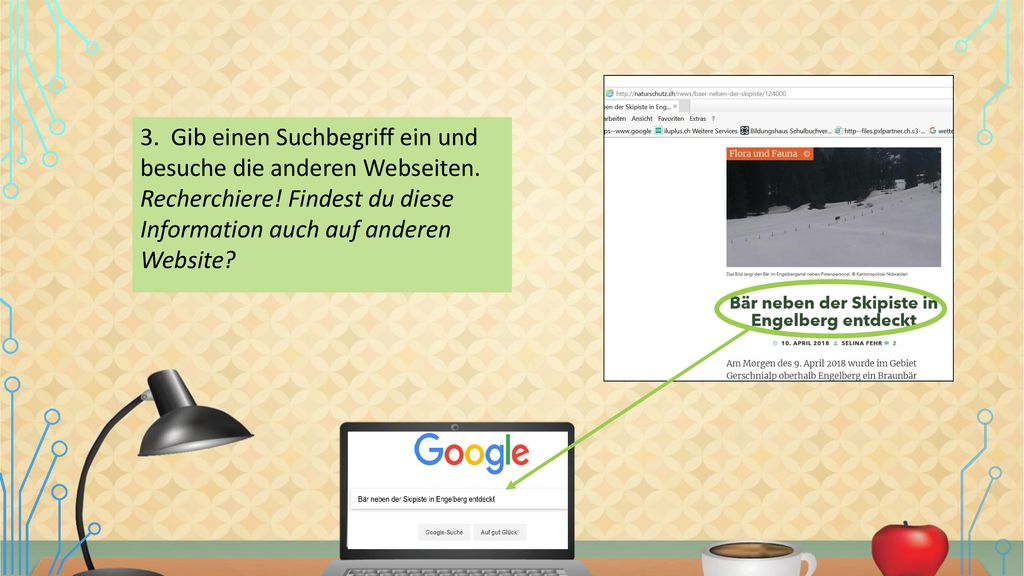3. Gib einen Suchbegriff ein und besuche die anderen Webseiten